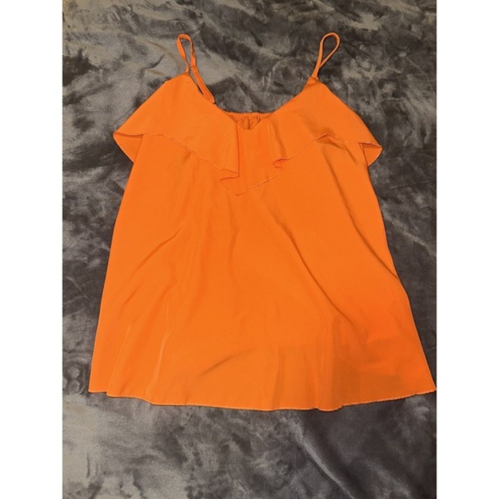 Orange Tank Top Ruffle V Neck Shein‎ Size Small Casual Fashion